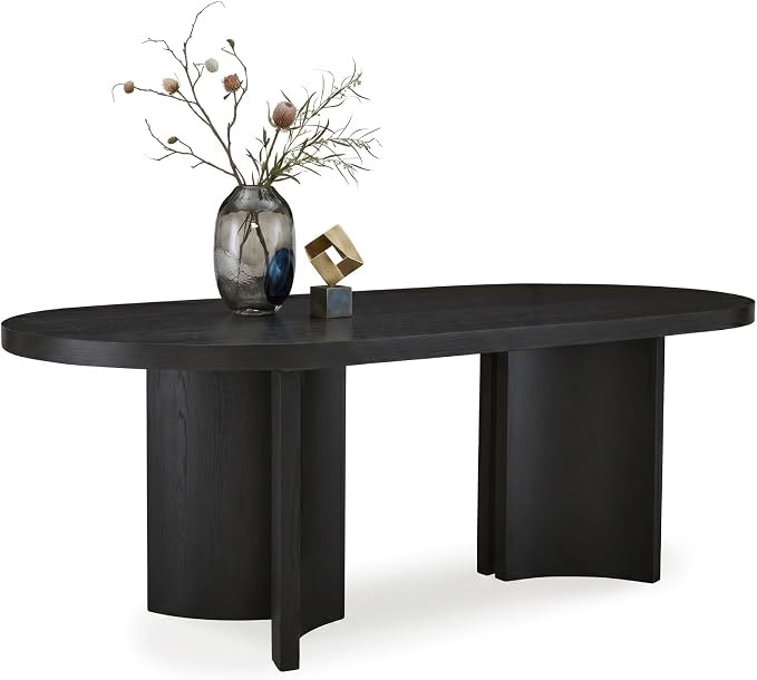 Signature Design by Ashley Rowanbeck Minimalist Dining Table for 8 People, Black | Amazon (US)