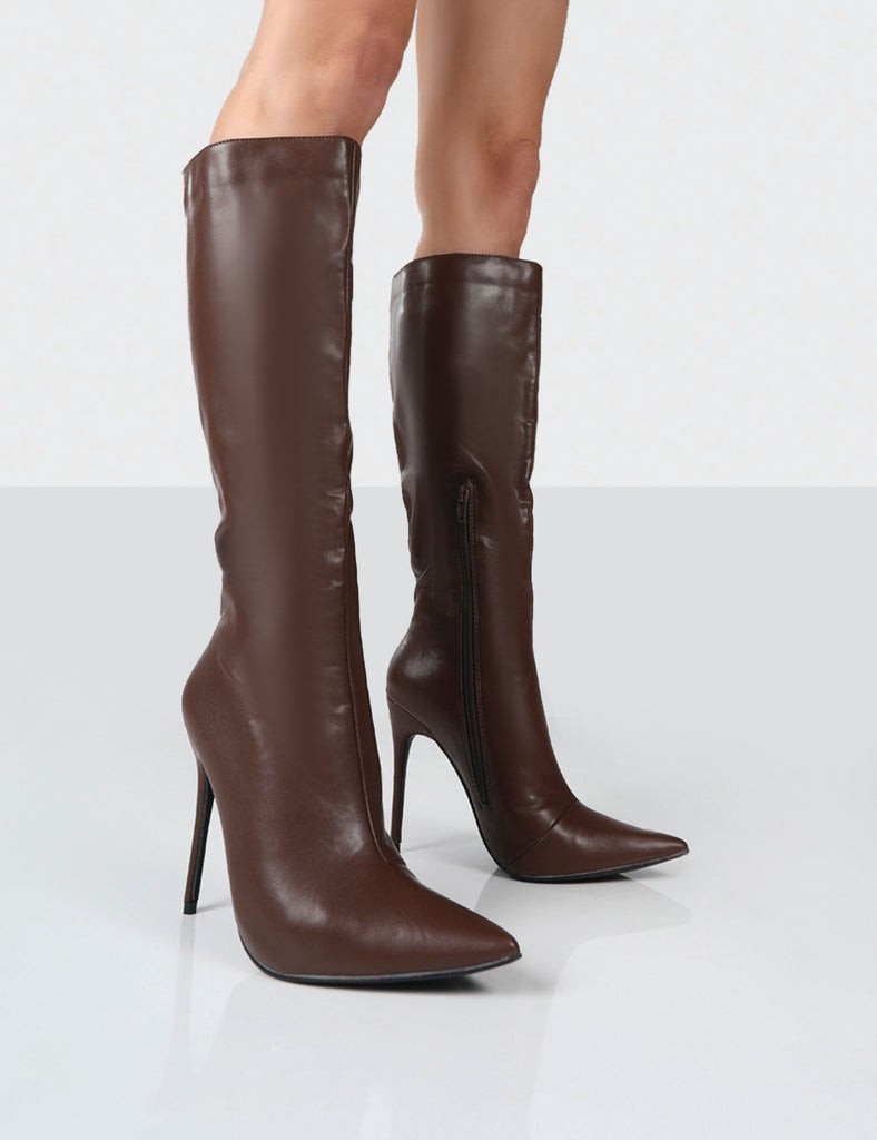 Horizon Choc PU Knee High Boots | Public Desire (US & CA)