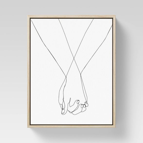 8" x 10" Holding Hands Framed Canvas Black/White - Opalhouse™ | Target