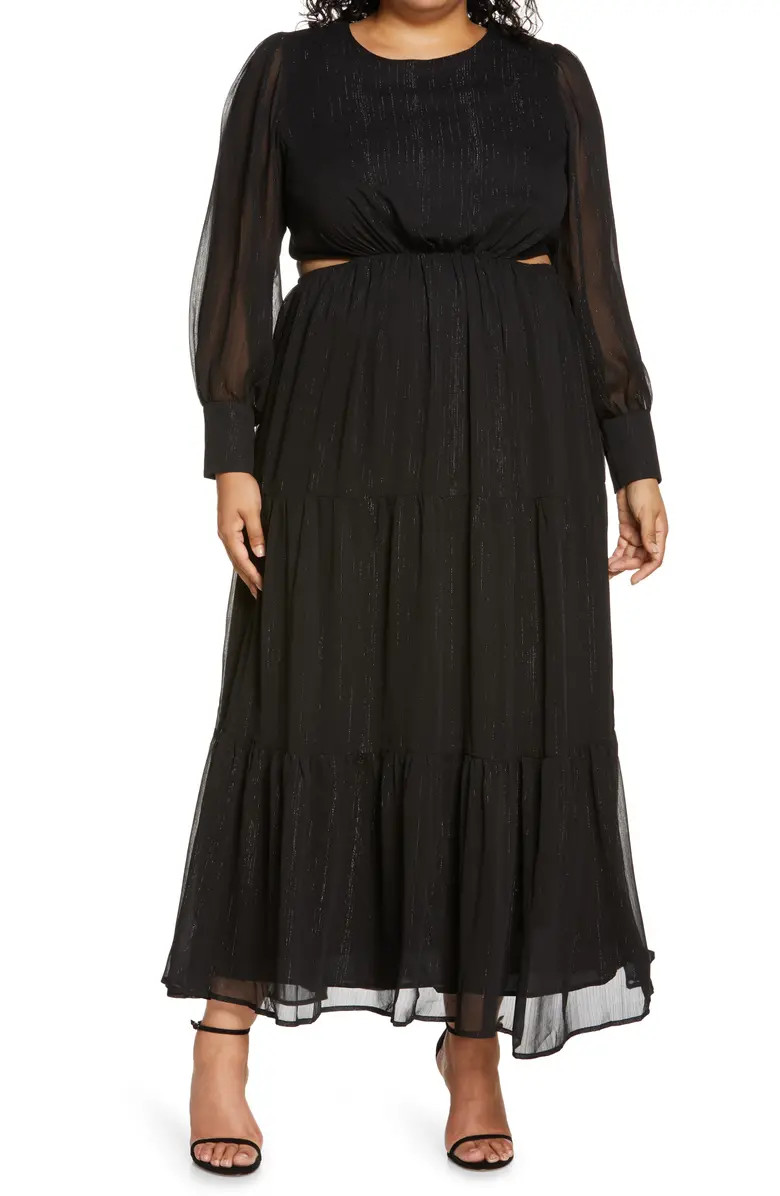 WAYF Gina Cutout Long Sleeve Tiered Midi Dress | Nordstrom | Nordstrom