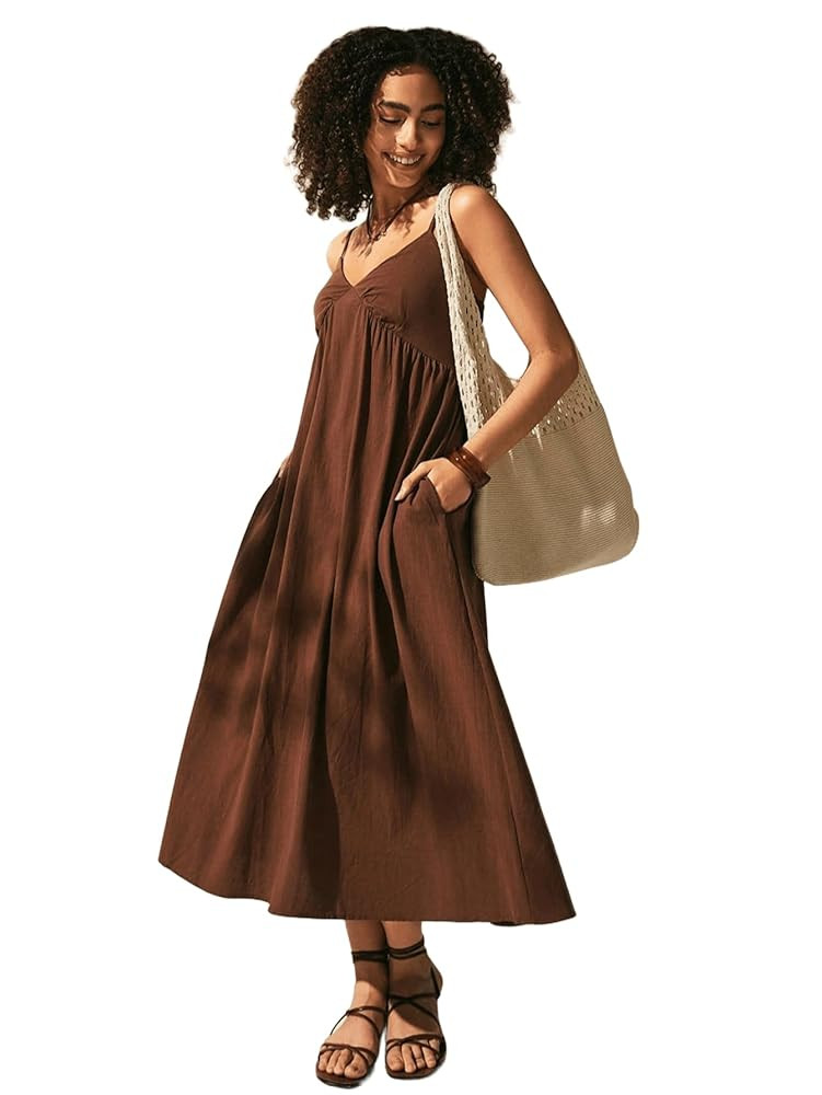 SKAYS Women's Maxi Long Dress Summer Spaghetti Strap Flowy Sleeveless A-Line Beach Vacation Dress... | Amazon (US)