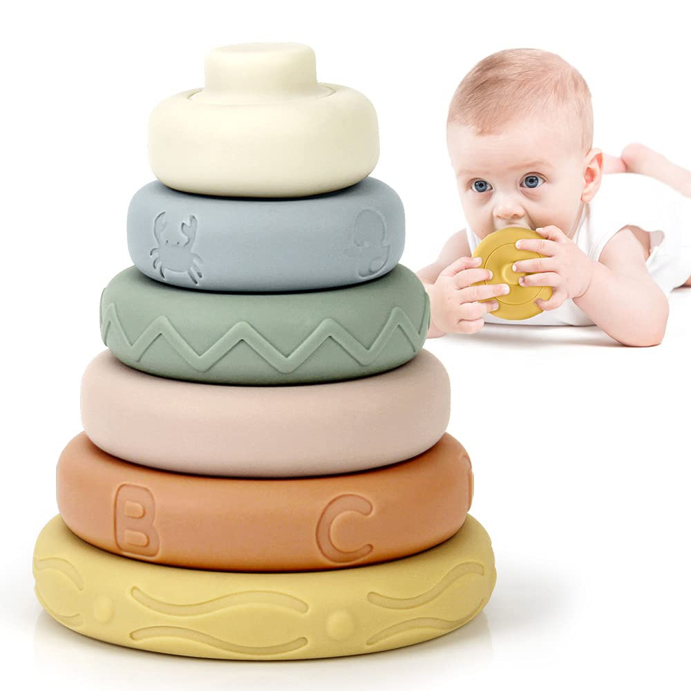 BOBXIN Stacking & Nesting Rings Toy, Soft Circle Stacker, 6 pcs Building Stacker,Teethers for Bab... | Amazon (CA)