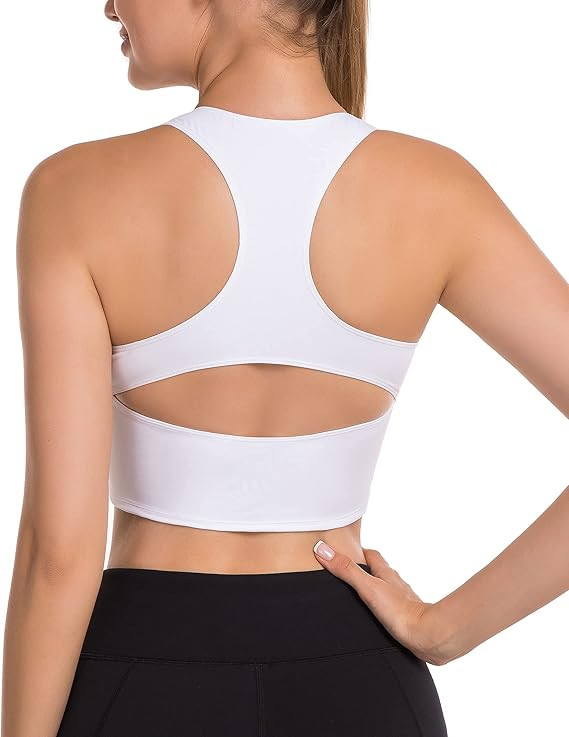 Sweelivin Longline Sports Bras for Women Seamless Padded Strappy Tank Tops Yoga Crop Workout Tops | Amazon (US)