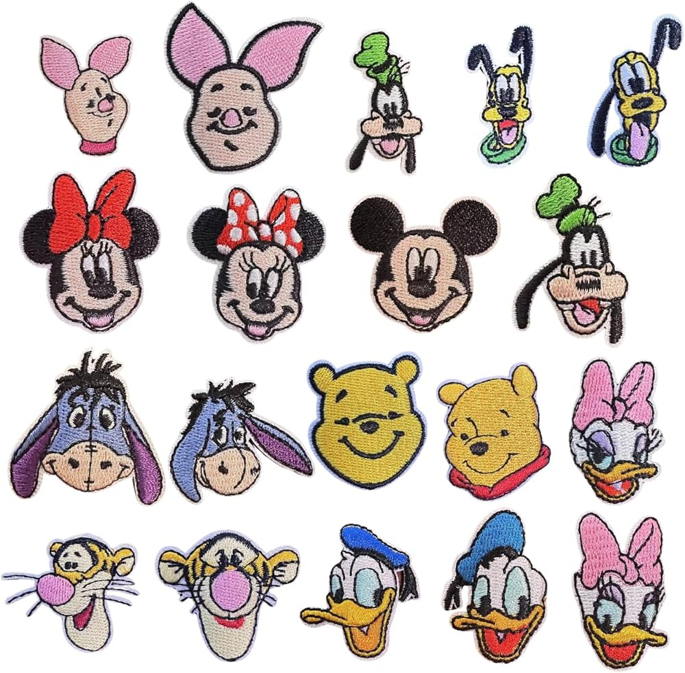 19Pcs Cute Cartoon Sew on/Iron on Repair Patches for Clothes Jeans Jackets Backpack Hats Bags, Cl... | Amazon (US)
