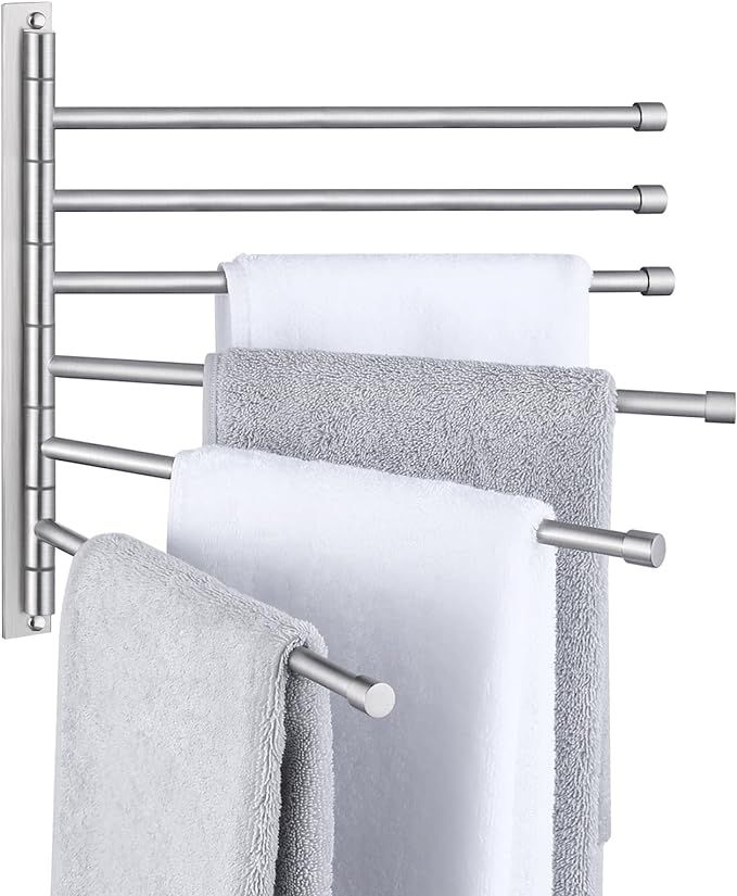 KES Swing Out Towel Bar 13 Inch SUS 304 Stainless Steel 6-Bar Folding Arm Swivel Hanger Bathroom ... | Amazon (US)