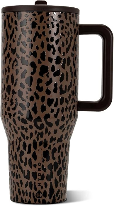 HydroJug Traveler 32oz, Insulated Tumbler with Handle & Straw, Brown Leopard | Amazon (US)
