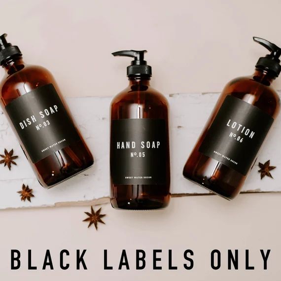 Black Labels for Dispensers  3 Waterproof Soap Bottle | Etsy | Etsy (US)