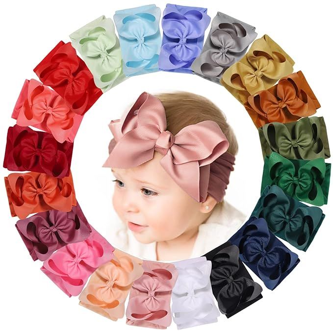 doboi Baby Headbands 20pcs Baby Girl Hair Bows Accessories Infant Newborn Toddler Baby Bows and N... | Amazon (US)