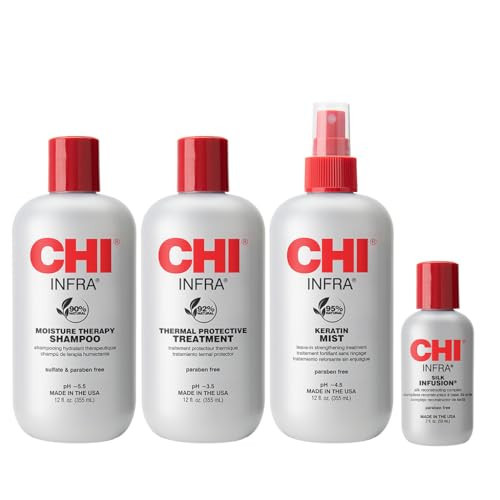 CHI Home Stylist Kit, 12 Oz Infra Shampoo, 12 Oz Treatment, 12 Oz Keratin Mist & 2 Oz Silk Infusion, Sulfate, Paraben, & Cruelty-Free, 4 Products | Amazon (US)