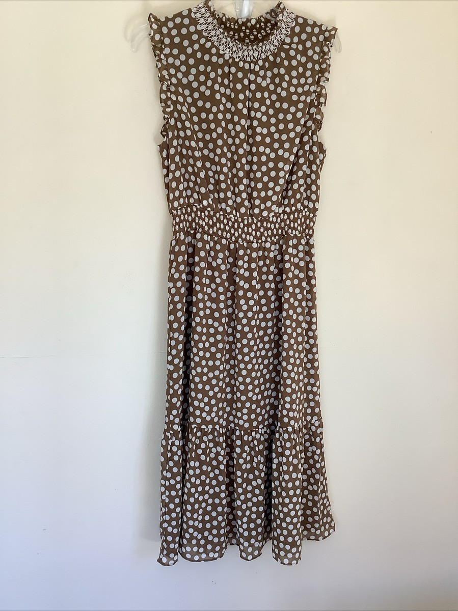 J.Crew S Smock Waist Polka Dot Midi  Minimalist Sleeveless Whimsical Dress New  | eBay | eBay US