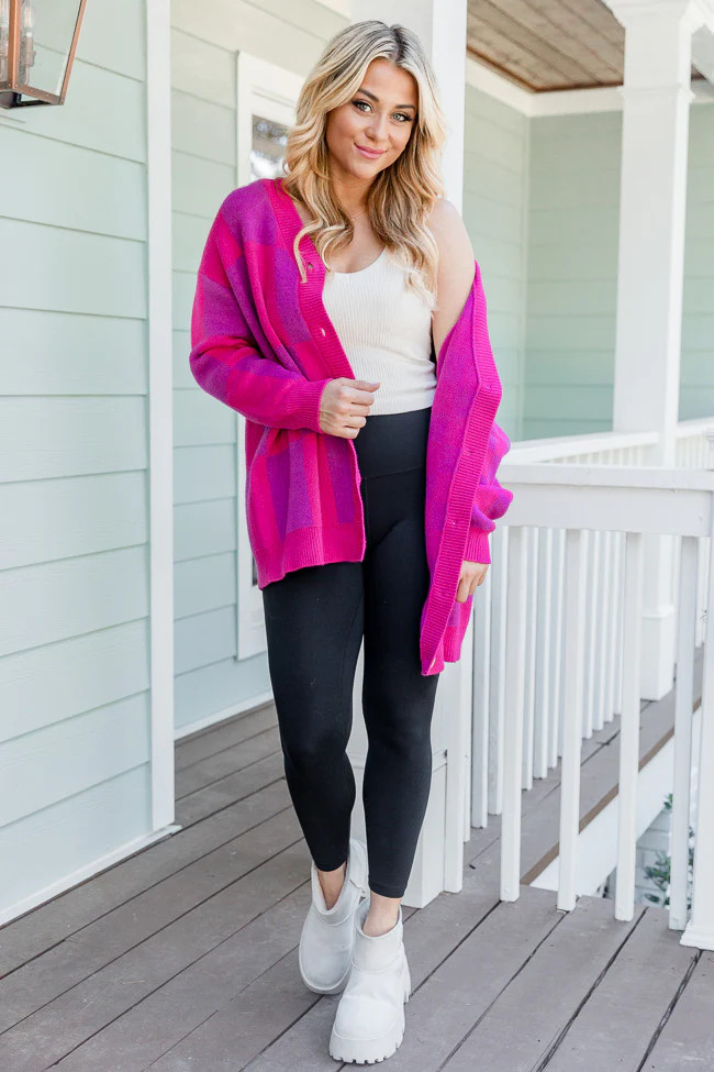 Remember That Day Pink And Purple Checkered Cardigan SALE | Pink Lily