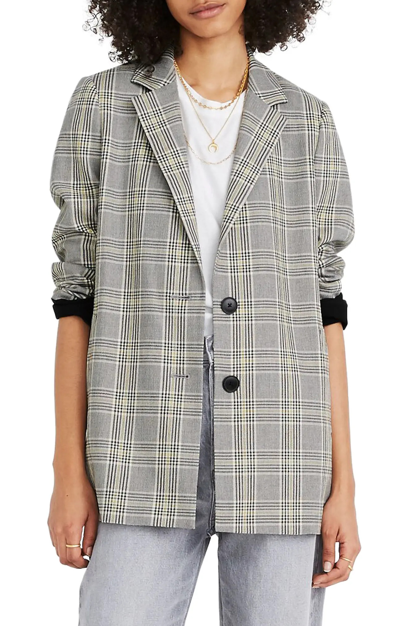Women's Madewell Cosley Plaid Dorset Blazer, Size X-Small - Ivory | Nordstrom