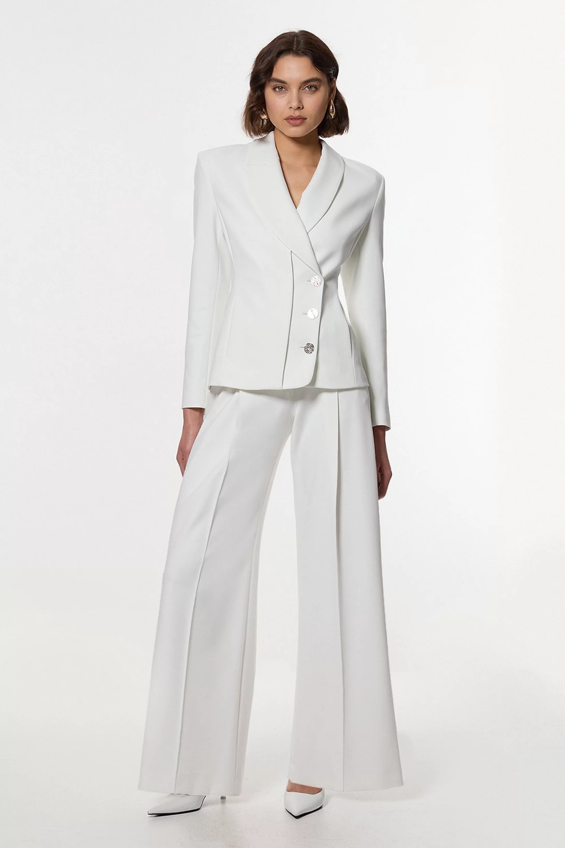 Compact Stretch Contrast Tipped Set | Karen Millen | Karen Millen UK + IE + DE + NL