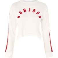 Womens 'Bonjour' Long Sleeve Top - White, White | Topshop UK