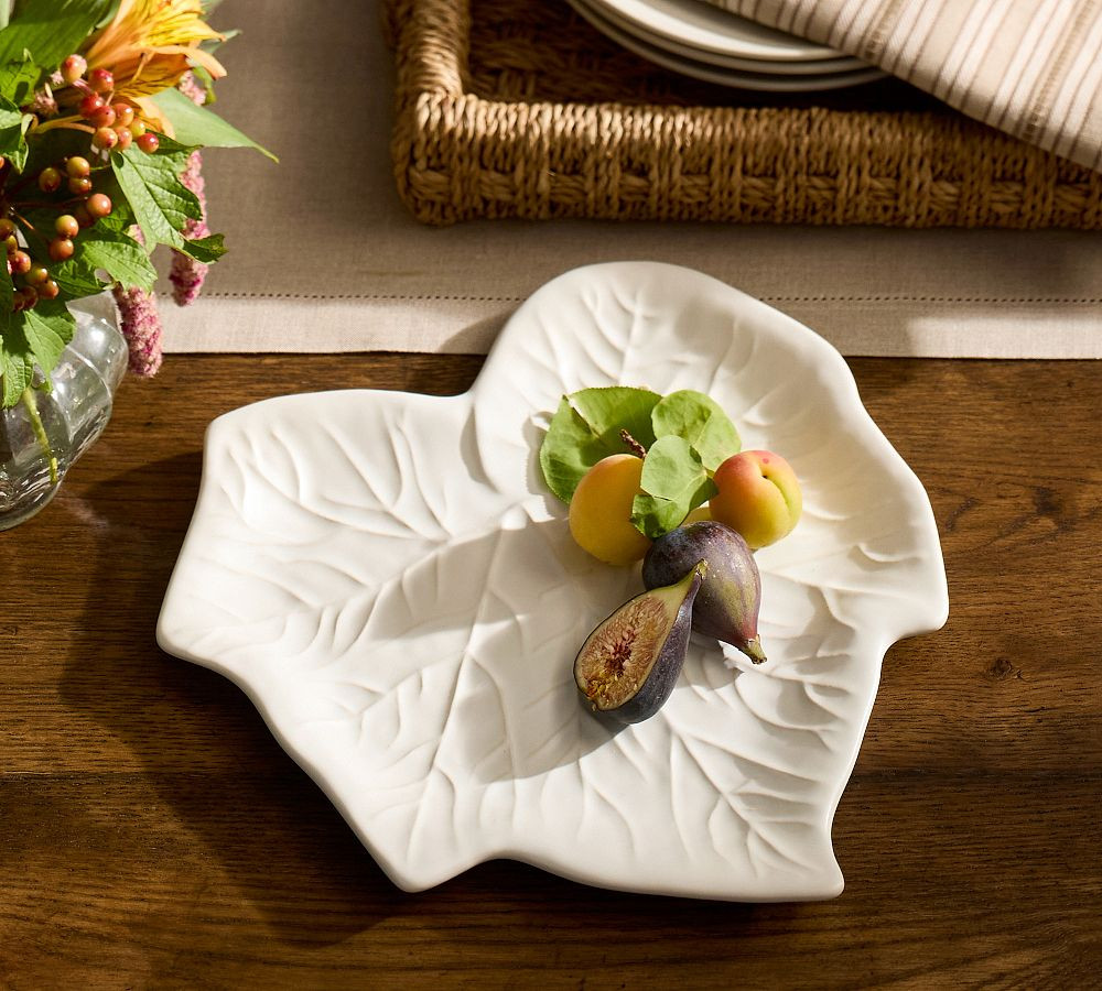 Figural Leaf Stoneware Serving Platter | Pottery Barn (US)