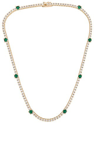 Zoi Tennis Necklace in Gold & Emerald | Revolve Clothing (Global)