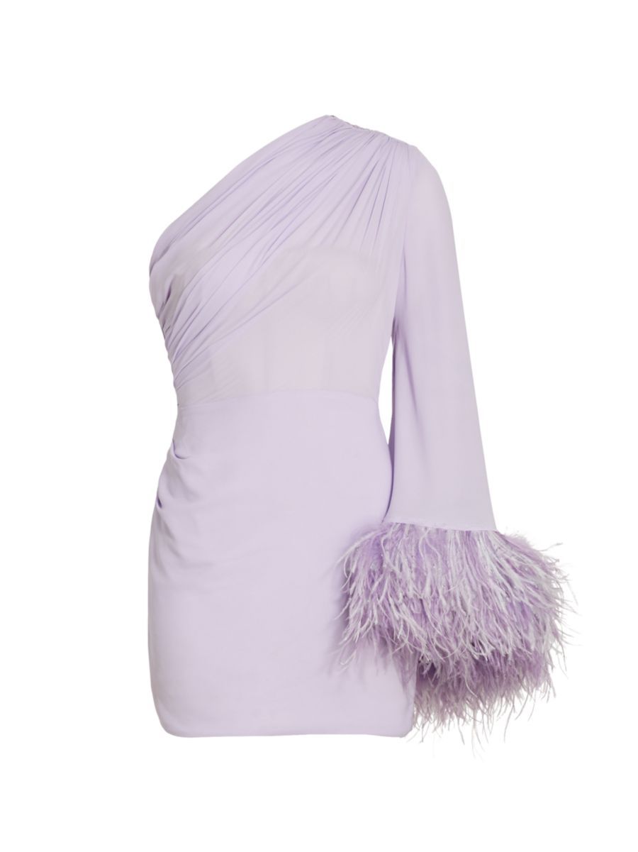 Bronx and Banco Fire Feathered One-Sleeve Minidress | Saks Fifth Avenue