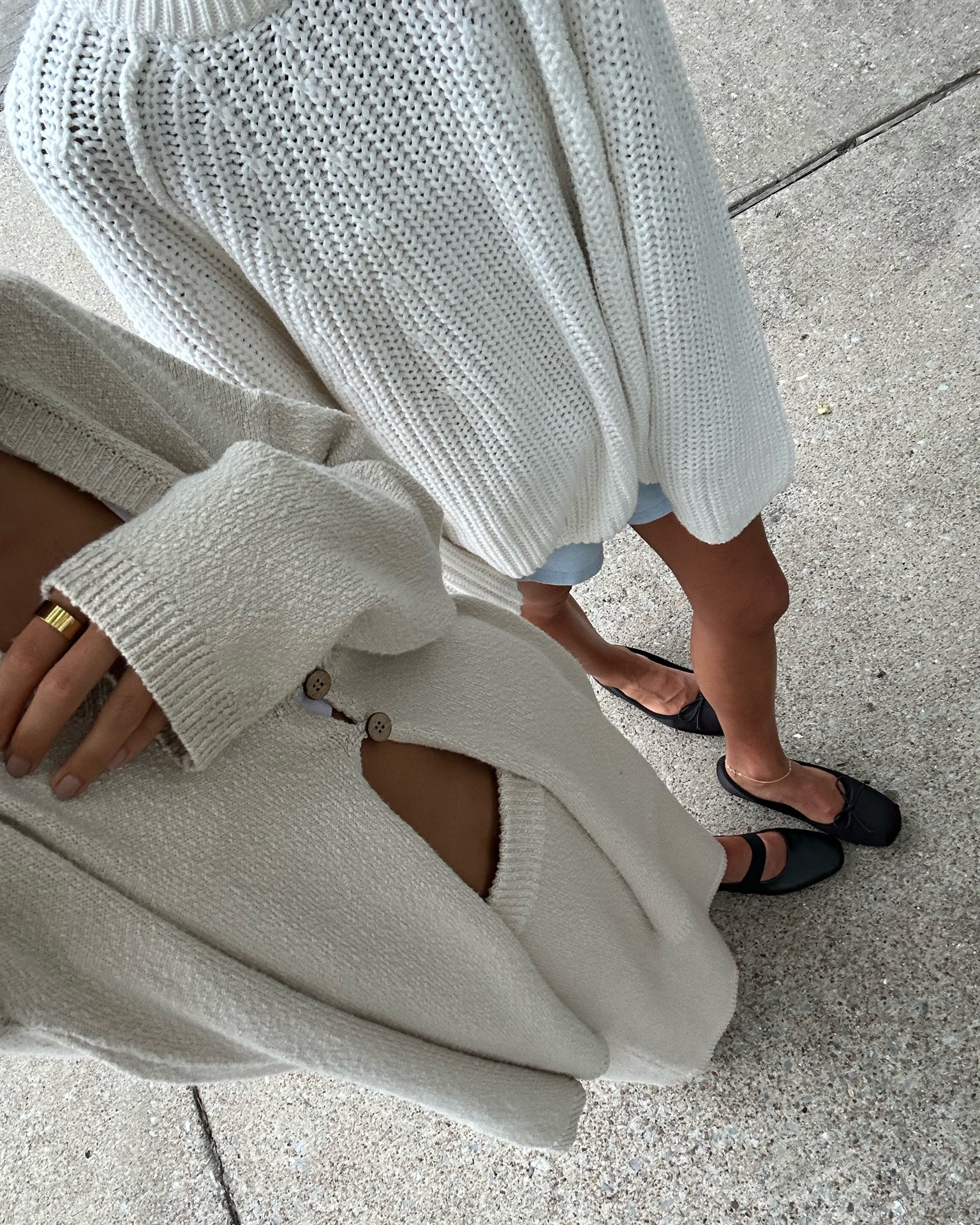 Cozy outfit details from free people!🤍🎀 absolutely loving cozy knits paired with flats for cold weather season! (For reference we’re wearing the set in small & the sweater in medium!)

#LTKshoecrush #LTKU #LTKstyletip