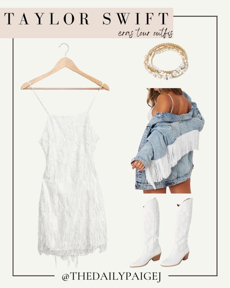 Looking for a Great white dress for the Taylor swift eras tour or a great country concert outfit? These items would be perfect. This denim fringe jacket is from Amazon and would be paired perfect with a pair of cowboy boots and a white dress! 

Country concert, country concert outfits, cowboy boots, Swiftie, Concert, Stadium Bag, Taylor Swift Concert, Lavender Haze, Concert outfit, Taylor Swift Concert Outfit, Lover Concert, Taylor Swift Eras, Taylor’s Version

#LTKunder100 #LTKunder50 #LTKFind