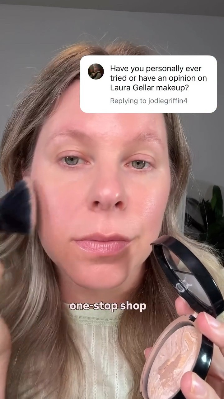 I’ve used this @lauragellerbeauty powder for many years and I still absolutely love it! I personally like to use it to set my tinted moisturizer, but you can also use it on its own. If you do, just make sure your skin is really hydrated. I find this powder looks best when you press it into the skin and use a kabuki brush apply it. I wear shade fair for reference! Please let me know if you have any questions and comment: Powder — and I’ll send over this powder/brush combo! Follow along for more easy and everyday makeup! #makeupformaturewomen #makeupforbeginners

#LTKOver40 #LTKBeauty #LTKgrwm