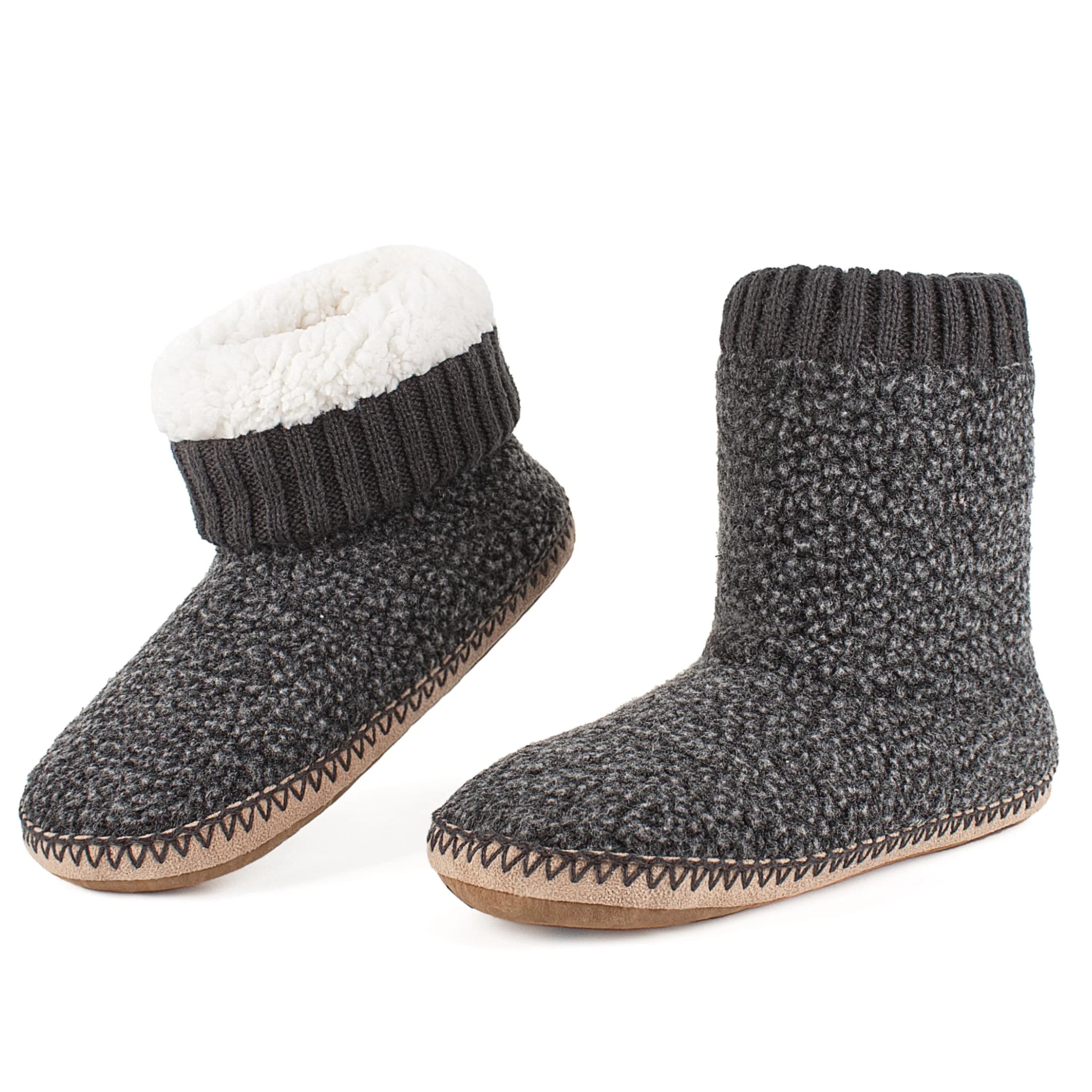 Cozylook Men's Boot Slippers - Cozy Fleece Indoor House Sock Shoes with Non-Slip Grippers, Warm S... | Walmart (US)