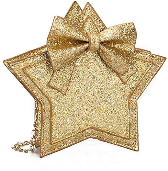 Little Girls Glitter Star Shape Crossbody Purse Handbag Small Bowknot Chain Bag Princess Messenge... | Amazon (US)