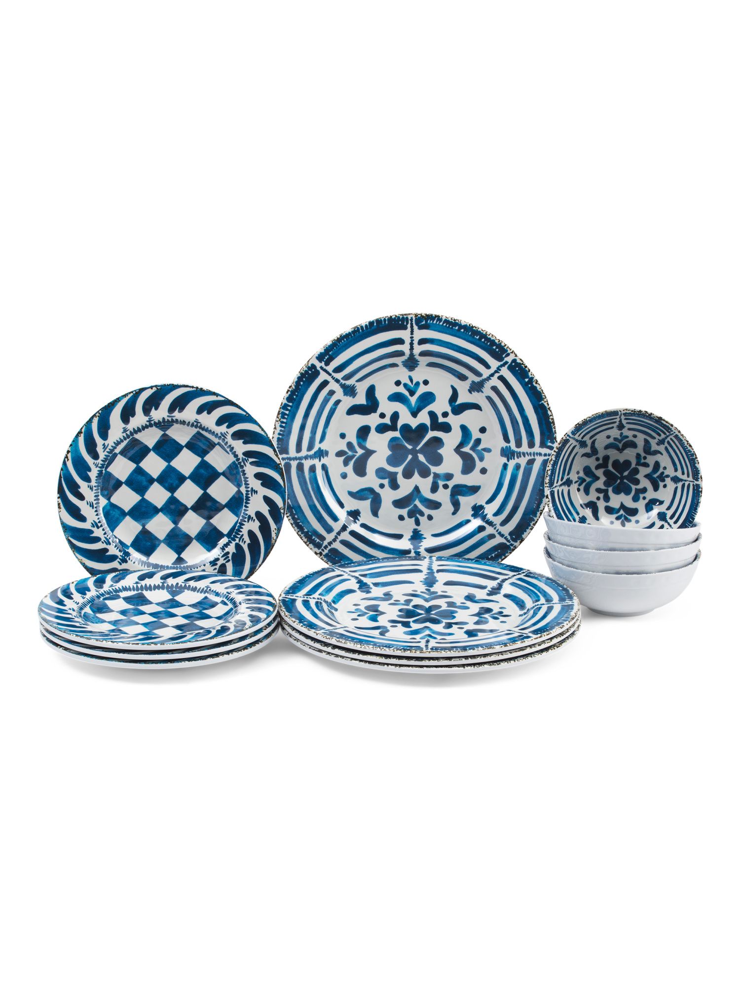 Merena Blue Print Plate Collection | TJ Maxx