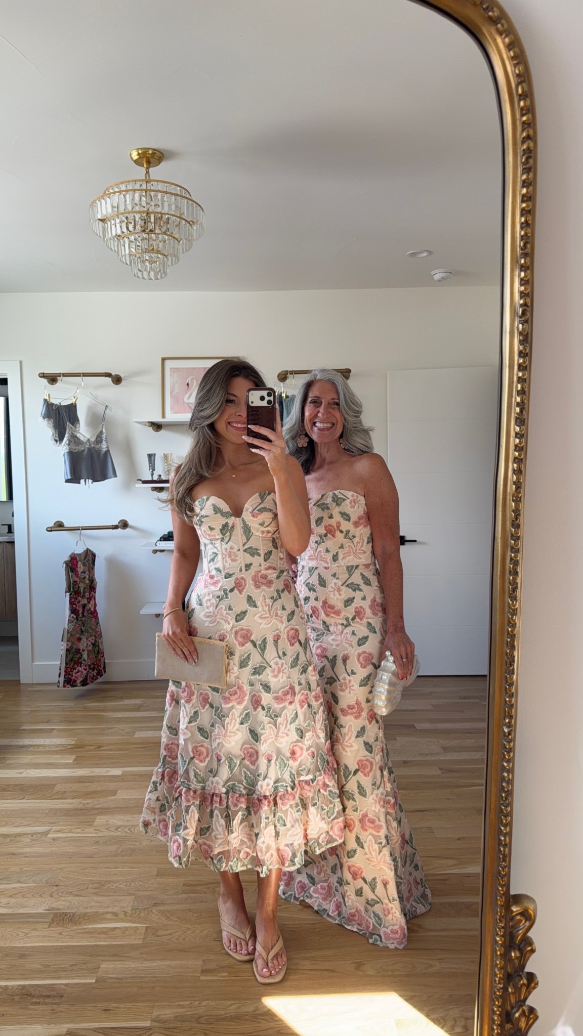 Mom and me strapless floral wedding guest and formal event dresses  

divi: emerson15
vici:emerson30
dress the population: emerson15

i did my normal size small 
mom did her normal size mediumm

Wedding guest
Formal event
Black tie
Floral
Metallic
Pleated
Mother of the bride
Special occasion 
 
#LTKformal #LTKwedding #LTKdress