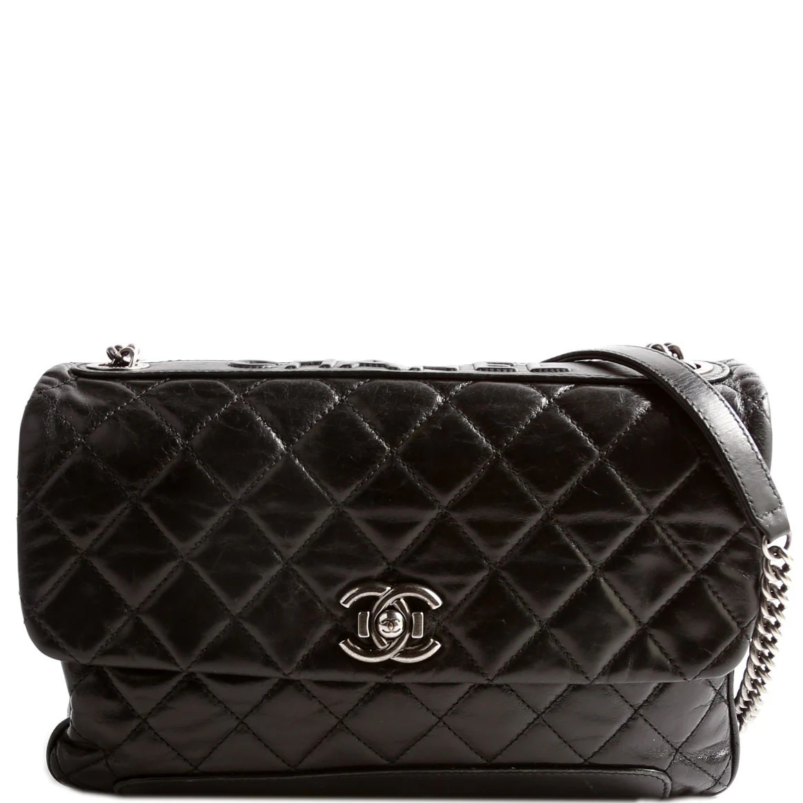 CC Flap Bag Aged Calfskin 17M Black | Keeks Designer Handbags
