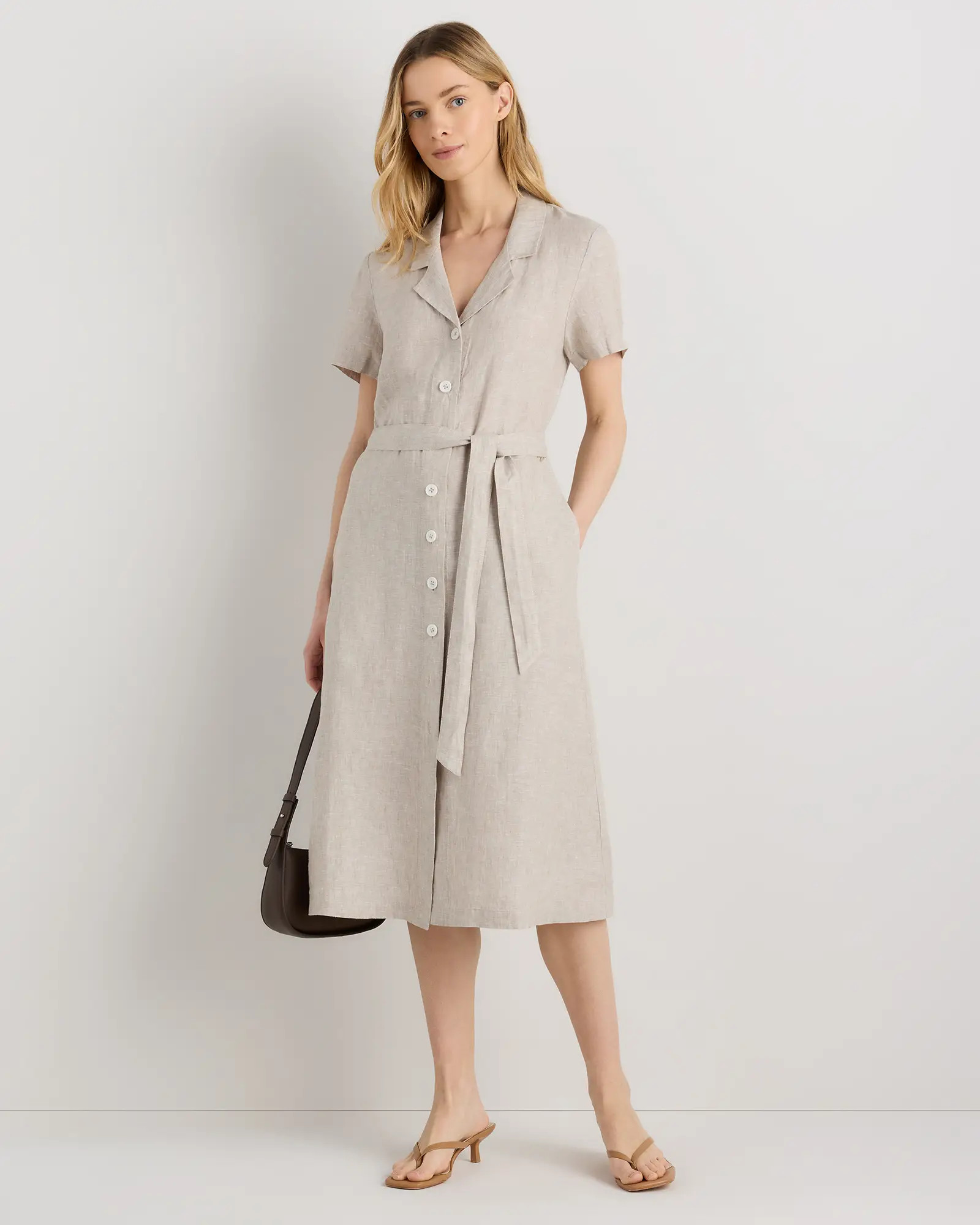 100% European Linen Button Front Dress | Quince