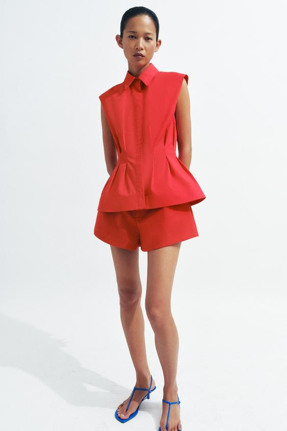 ZW COLLECTION PLEATED SLEEVELESS SHIRT | Zara UK