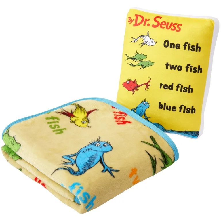 One Fish, Two Fish, Red Fish, Blue Fish Kids Throw and Pillow Set, 2-Piece Giftable Set, Dr. Seus... | Walmart (US)