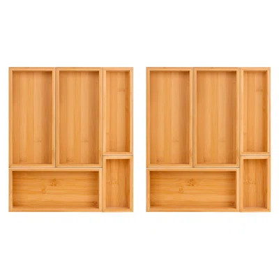 Bamboo Drawer Organizer Set,Expandable Drawer Dividers,Wooden Storage Organizers,Large Trays For Kitchen, Bathroom,Flatware,Tea Bag Organizer (2 X 5PC | Wayfair North America