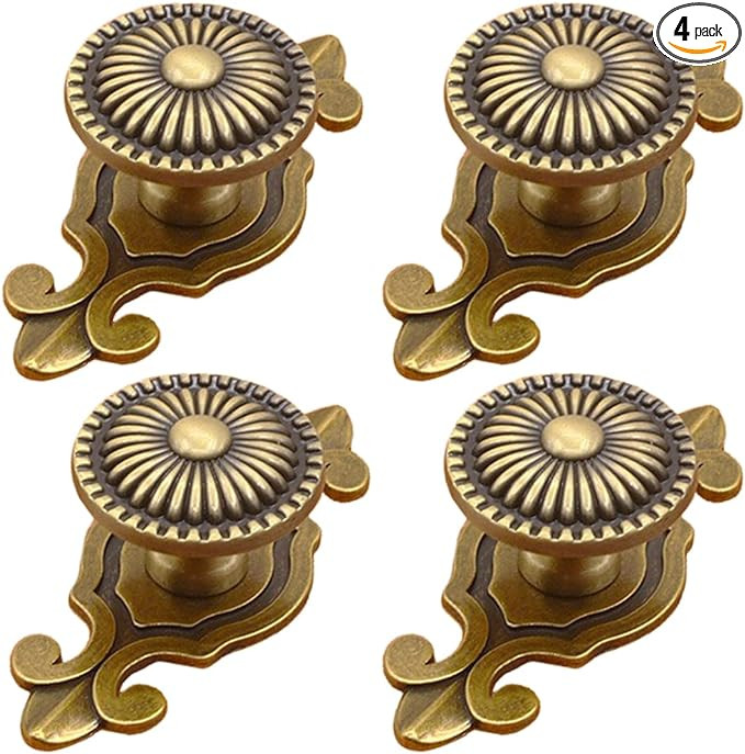 Brass Cabinet Knobs, [4 Pack] Vintage Retro Mushroom Drawer Knobs with Backplate, Dresser Pull Ha... | Amazon (US)