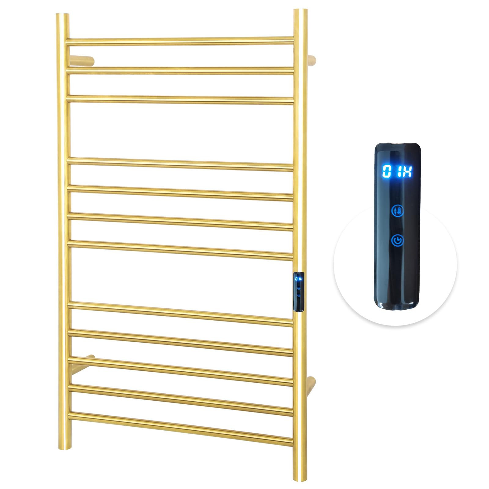 12 Bars Towel Warmer Rack, 23" Electric Wall Mounted Heated Towel Rack with Timer and Temperature... | Amazon (US)