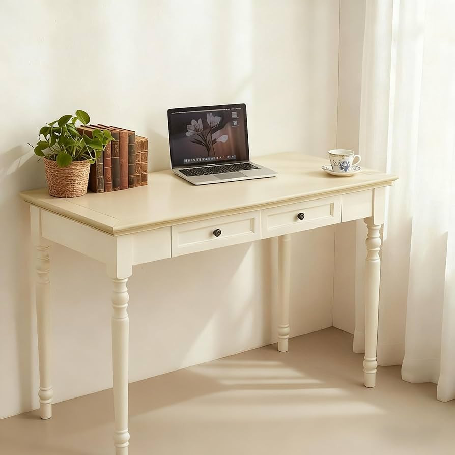 Rlzcvt French Country Style Writing Desk,47" Solid Wood Farmhouse Computer Table with Drawers,Rus... | Amazon (US)