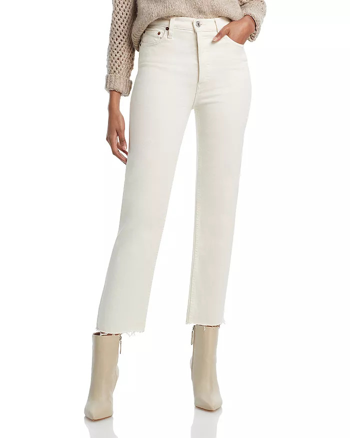 70s Stove Pipe High Rise Straight Leg Ankle Jeans in Vintage White | Bloomingdale's (US)