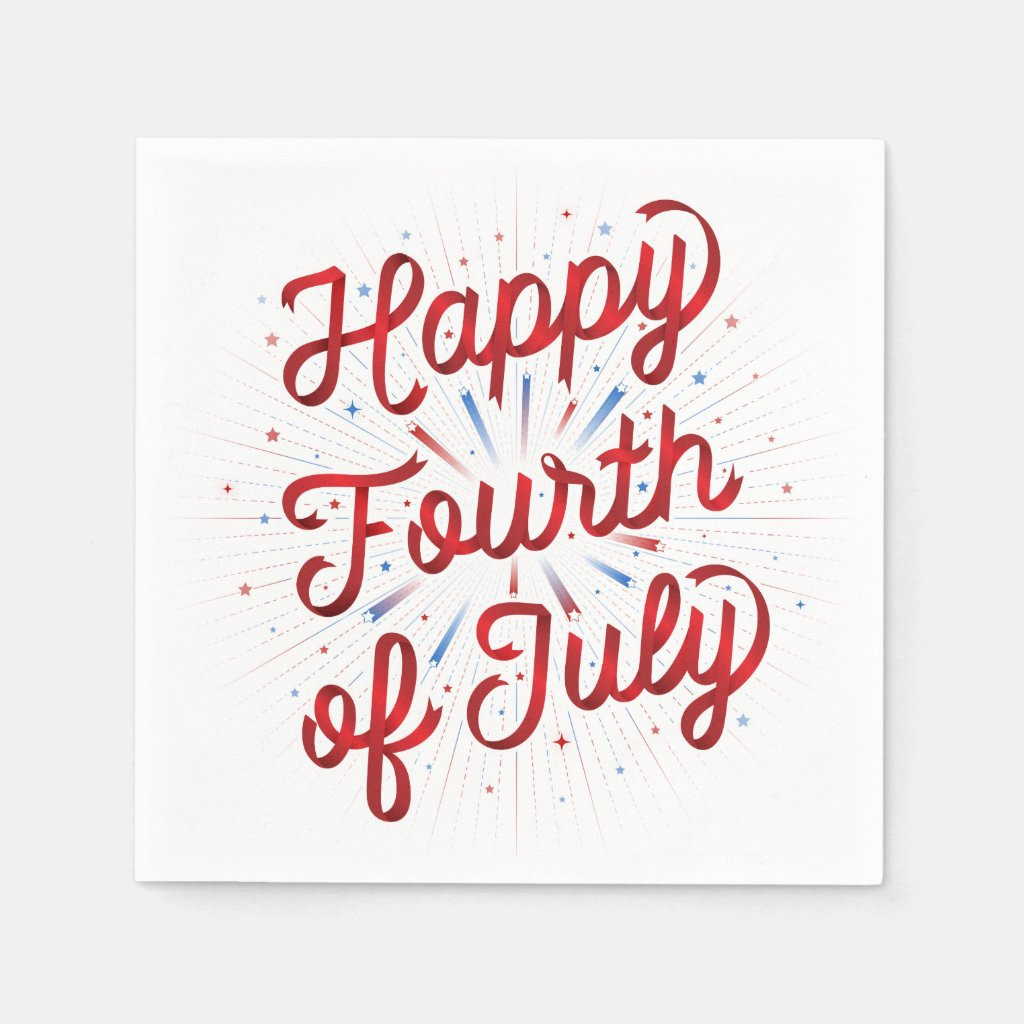 Happy 4th of July / Party Napkins (Red Gradient) | Zazzle