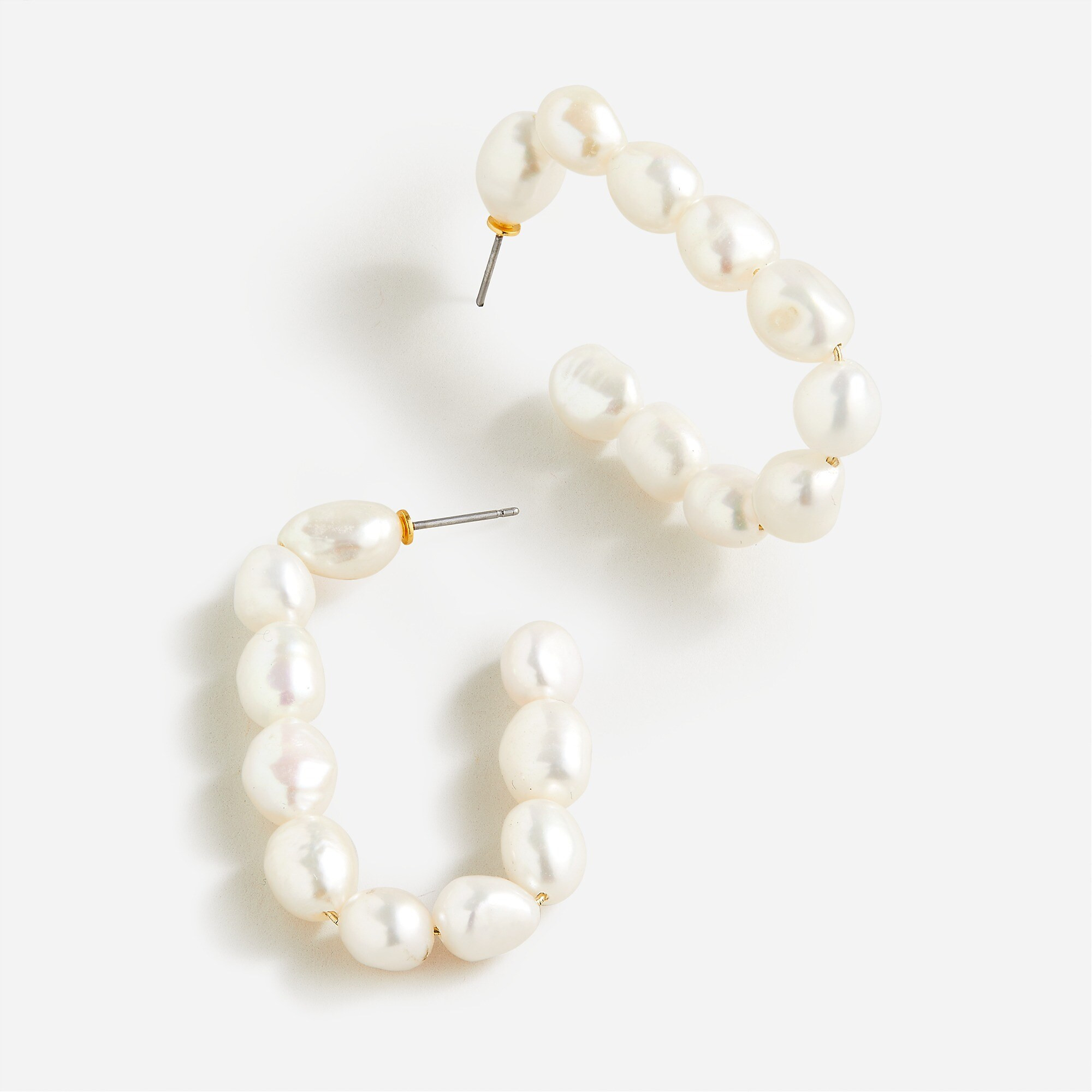 Freshwater pearl oval hoop earrings | J. Crew US