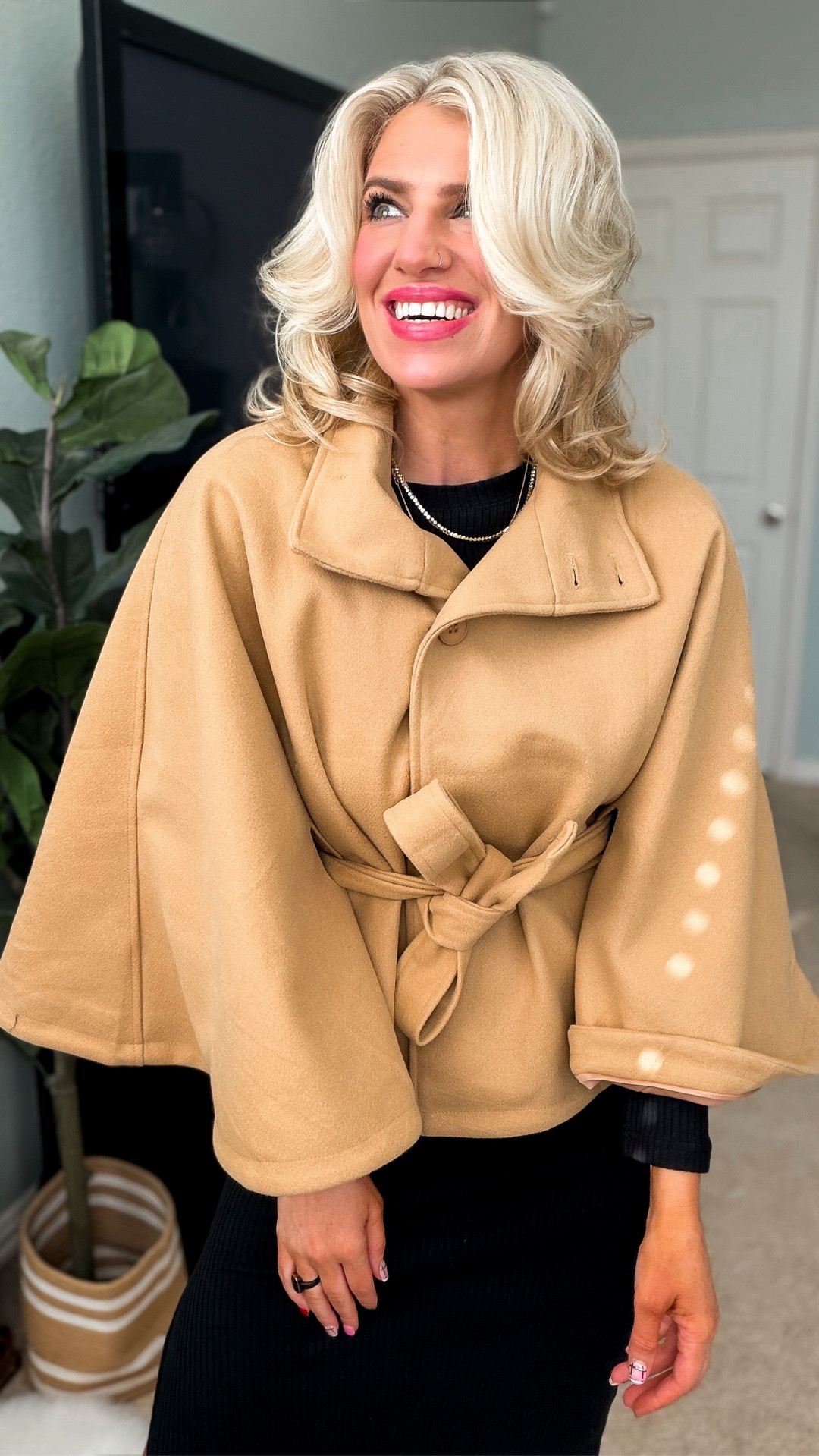 I tried the viral cape coat and it’s absolutely amazing! High quality and super affordable on Amazon—feels and looks like a designer peacoat 🧥 
Fits tts and wearing a small 
Comes in three colors 

#LTKFindsUnder50 #LTKWorkwear #LTKOver40