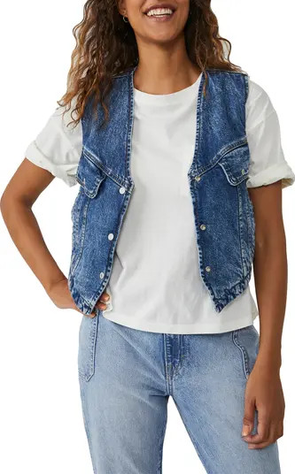 Free People Florence Ranch Crop Denim Vest | Nordstrom | Nordstrom