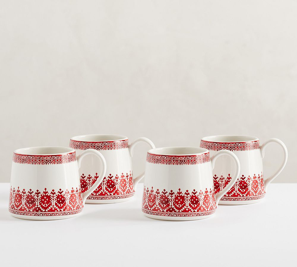 Tahoe Fair Isle Stoneware Mugs - Set of 4 | Pottery Barn (US)