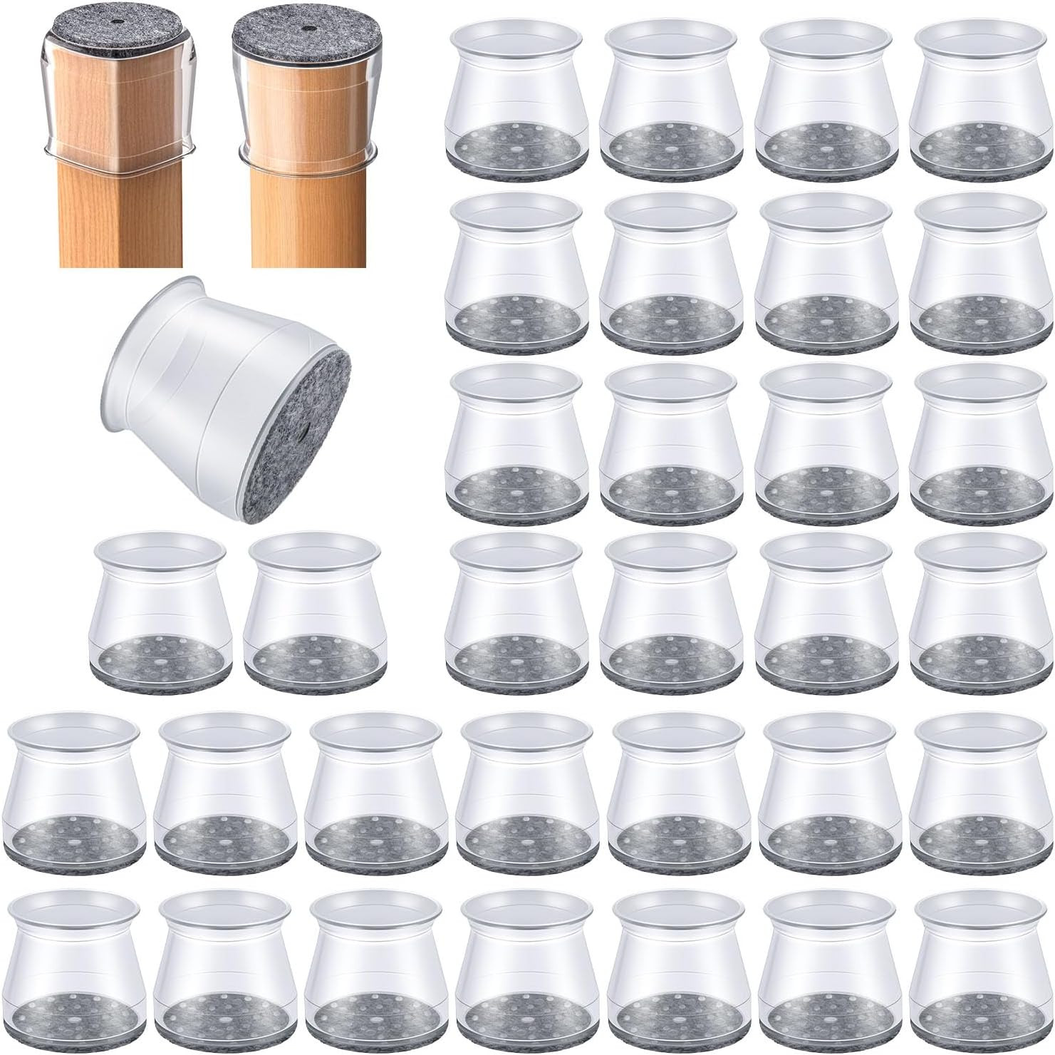 OASUM 32 Pcs Chair Leg Floor Protectors for Hardwood Floors, Silicone Large | Amazon (US)