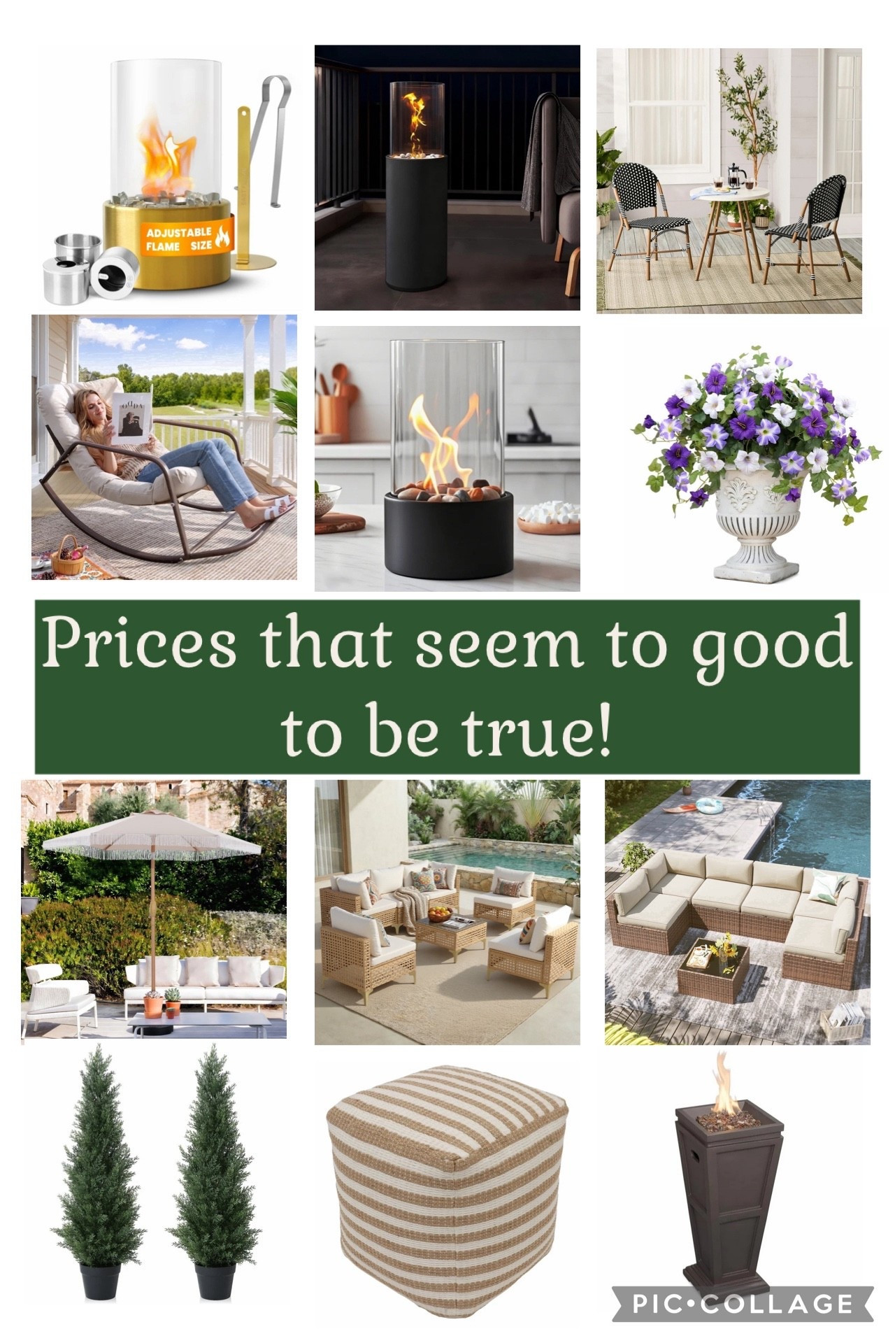 Walmart that is almost too good to be true! 

Outdoor patio porch summer family faux flowers plants planters patio sets lounging cedar trees flame lanterns fire pit bistro set 

#LTKSaleAlert #LTKSeasonal #LTKHome