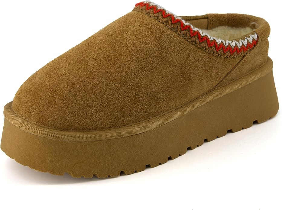 CUSHIONAIRE Women’s Kabuki Genuine Suede Platform Mule Slippers with Memory Foam, Indoor/Outdoo... | Amazon (US)