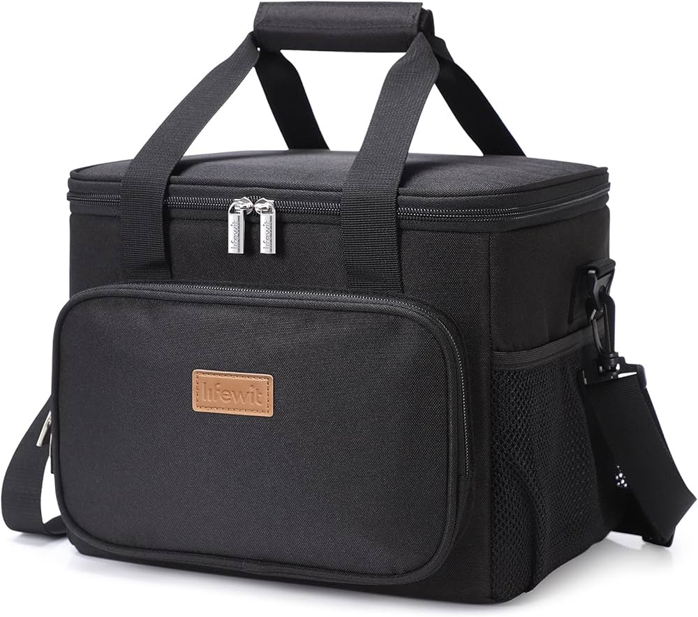 Lifewit Large Lunch Bag Insulated Lunch Box Soft Cooler Cooling Tote for Adult Men Women, Black 2... | Amazon (US)