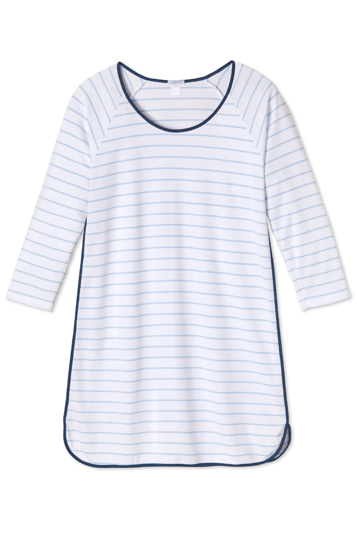 Pima Long Sleeve Nightgown in Marine | LAKE Pajamas