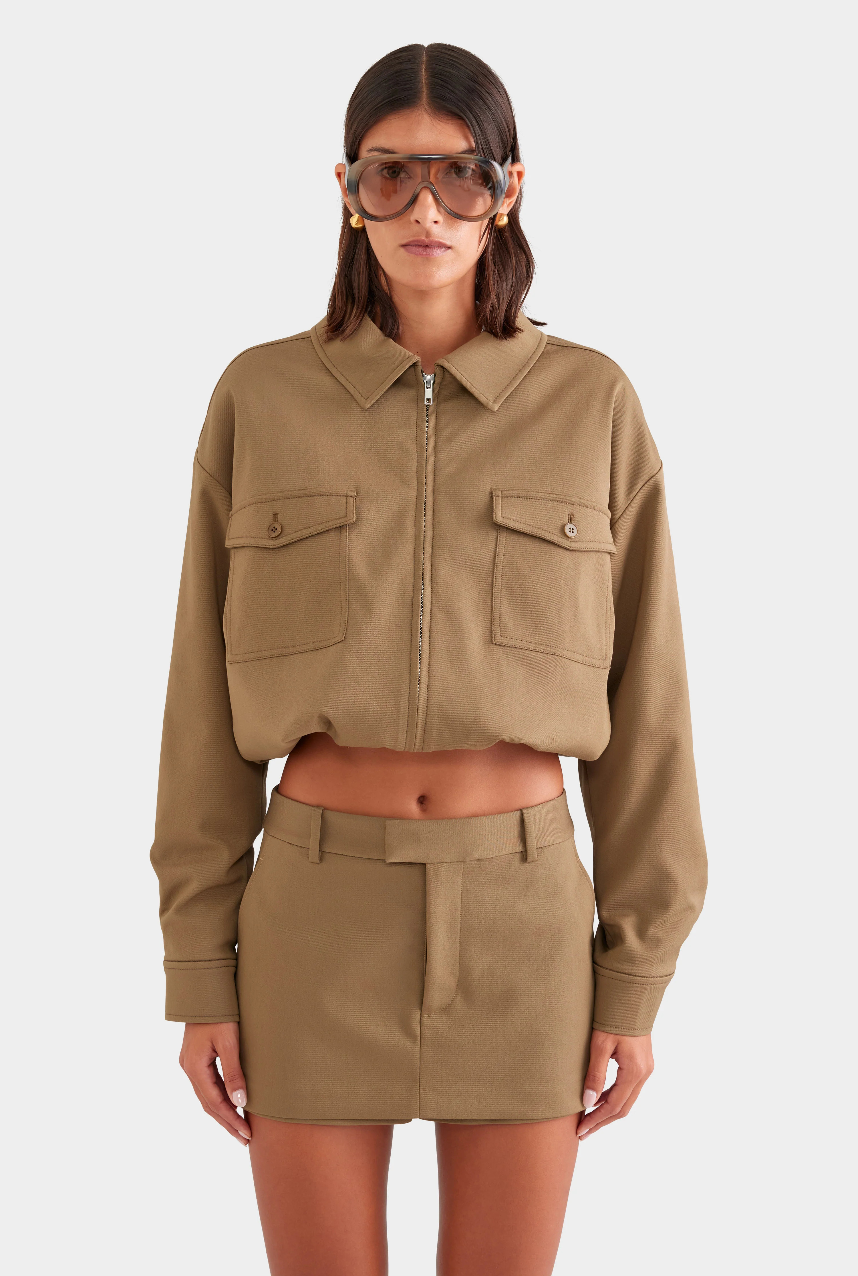 Wool Twill Zip Jacket Olive | Venroy | Venroy AU
