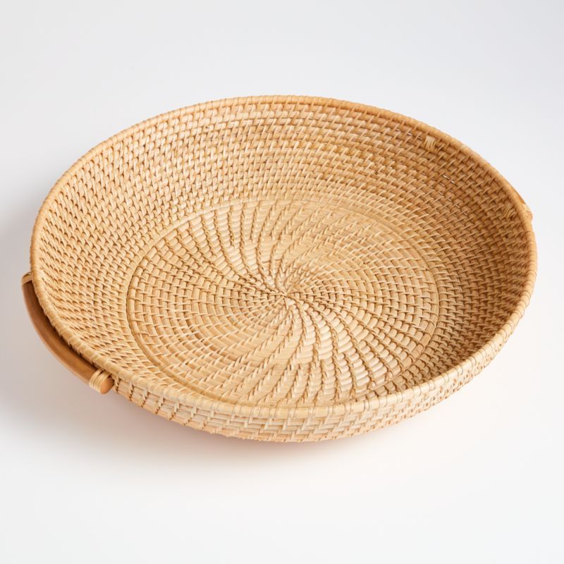 Artesia Natural Round Rattan Tray with Handles + Reviews | Crate and Barrel | Crate & Barrel