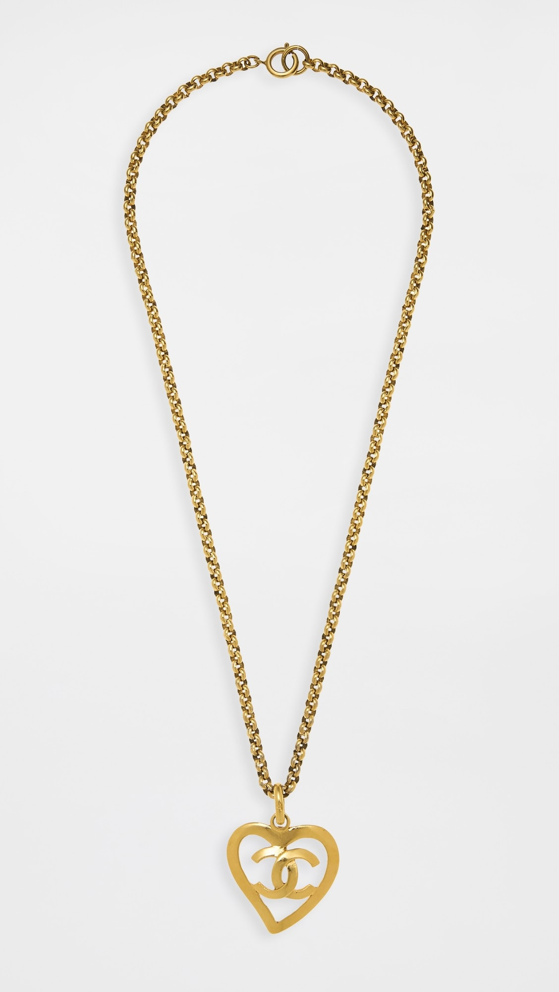 Chanel Gold CC Open Heart Necklace | Shopbop